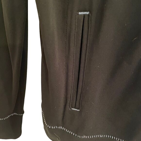 J. JILL Black Full-Zip V-Neck Jacket Size Medium Lightweight Pockets Athleisure - Picture 4 of 6